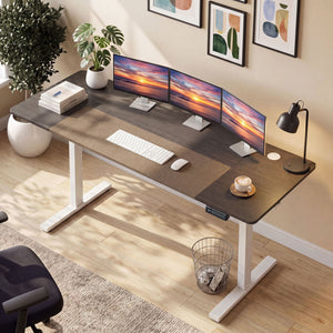 63 x 24 Inch Height Adjustable Sit Stand Computer Desk with 3 Memory Presets-Grey view 6