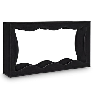 63 Inch Console Table 2-Tier Narrow Entryway Table with Wavy Edge Storage Shelf-Black view 4