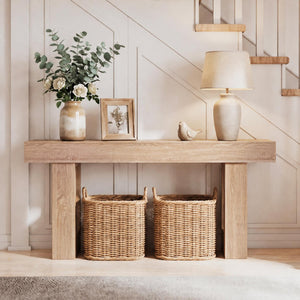 63 Inches Long Console Table Farmhouse Entryway Table with Storage-Natural view 6