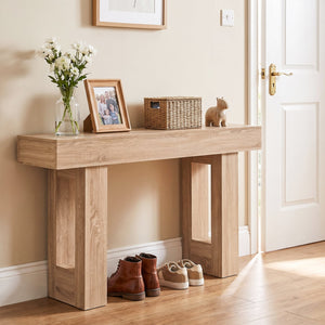 63 Inches Long Console Table Farmhouse Entryway Table with Storage-Natural view 7