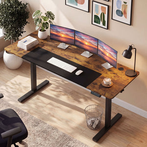 63 x 24 Inch Height Adjustable Sit Stand Computer Desk with 3 Memory Presets-Rustic Brown view 6