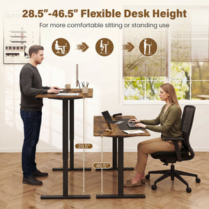 63 x 24 Inch Height Adjustable Sit Stand Computer Desk with 3 Memory Presets-Rustic Brown view 8