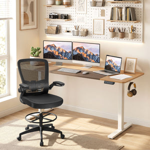 63 x 24 Inch Height Adjustable Sit Stand Computer Desk with 3 Memory Presets-Natural view 2