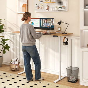 63 x 24 Inch Height Adjustable Sit Stand Computer Desk with 3 Memory Presets-Natural view 3