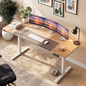 63 x 24 Inch Height Adjustable Sit Stand Computer Desk with 3 Memory Presets-Natural view 6