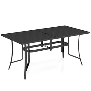 63 inches x 33 inches Rectangle Metal Patio Dining Table for 6-Black