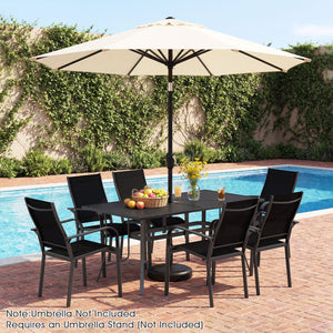 63 inches x 33 inches Rectangle Metal Patio Dining Table for 6-Black view 3