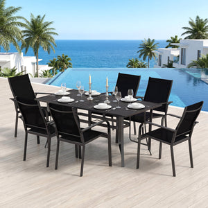 63 inches x 33 inches Rectangle Metal Patio Dining Table for 6-Black view 6