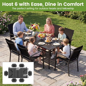 63 inches x 33 inches Rectangle Metal Patio Dining Table for 6-Black view 8