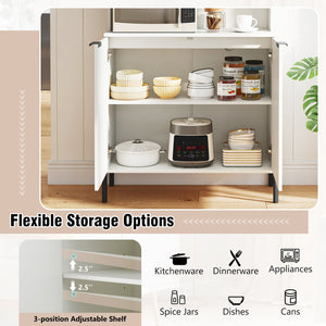 64.5 Inches Tall Kitchen Pantry Cabinet with Charging Station and Wine Glass Rack-White view 8