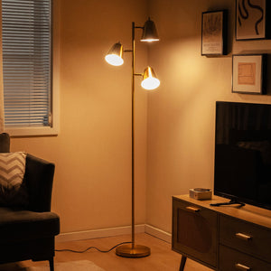 64 Inch 3-Light LED Floor Lamp Reading Light for Living Room Bedroom-Golden view 2