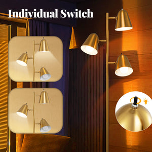 64 Inch 3-Light LED Floor Lamp Reading Light for Living Room Bedroom-Golden view 9