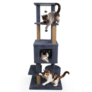 64 Inch Tall Cat Tree with 2 Large Condos and Jute Scratching Posts for Indoor Adult Cats-Dark Grey view 4