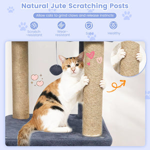 64 Inch Tall Cat Tree with 2 Large Condos and Jute Scratching Posts for Indoor Adult Cats-Dark Grey view 8