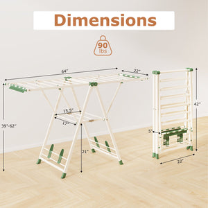 64 Inches Clothes Drying Rack with Height Adjustable Wings-Beige view 5