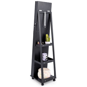 64 Inches Lockable Jewelry Cabinet Armoire with Built-in Makeup Mirror-Black view 4