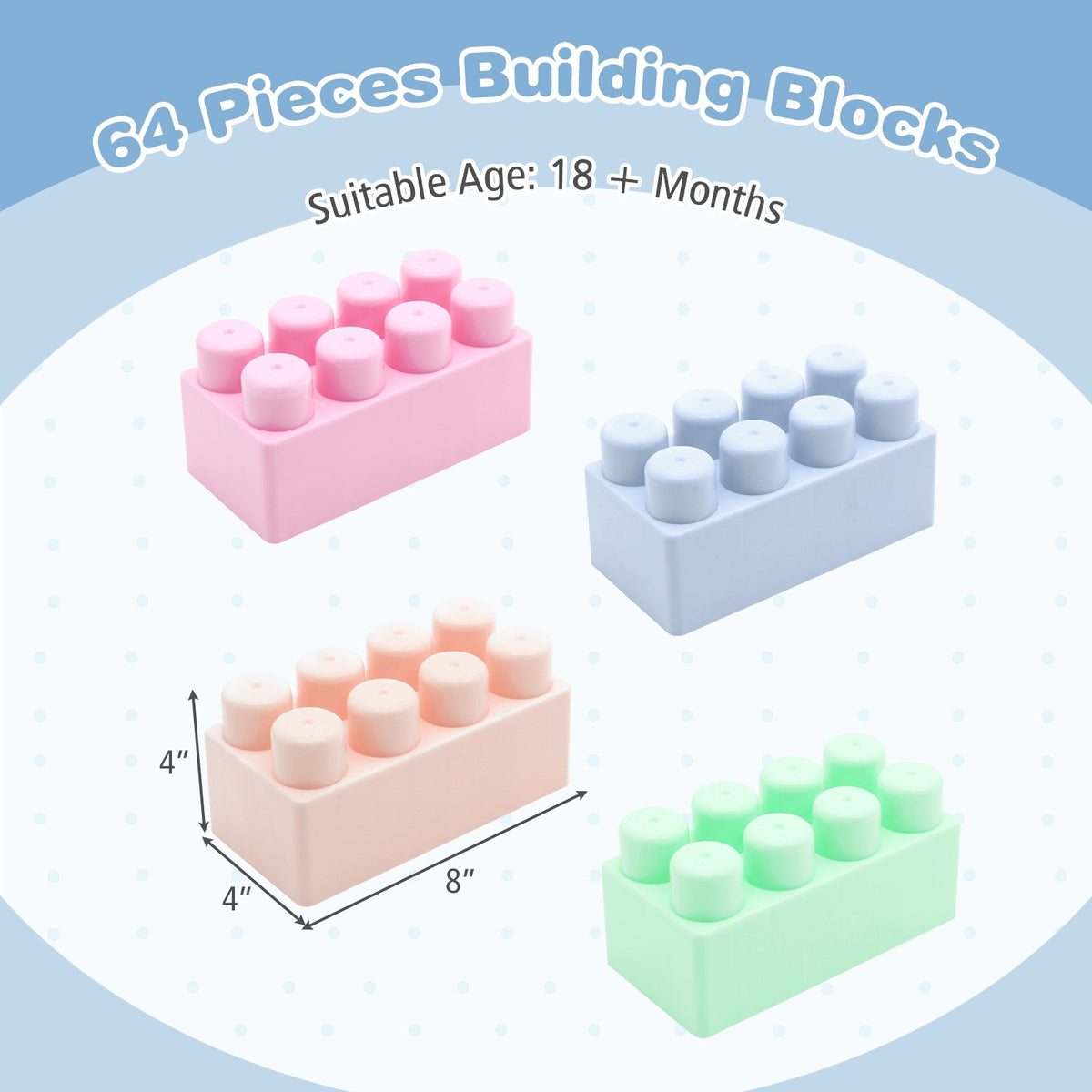 64 pcs Building Blocks for Toddlers Educational Toy view 4
