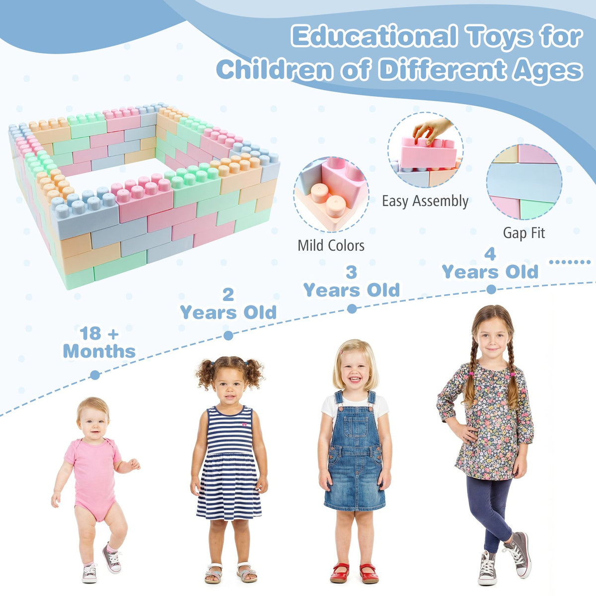 64 pcs Building Blocks for Toddlers Educational Toy view 7