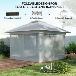 12' x 12' Foldable Pop-up Party Tent Instant Canopy Sun Shade Gazebo Shelter with Steel Frame, Dark Grey – view 11