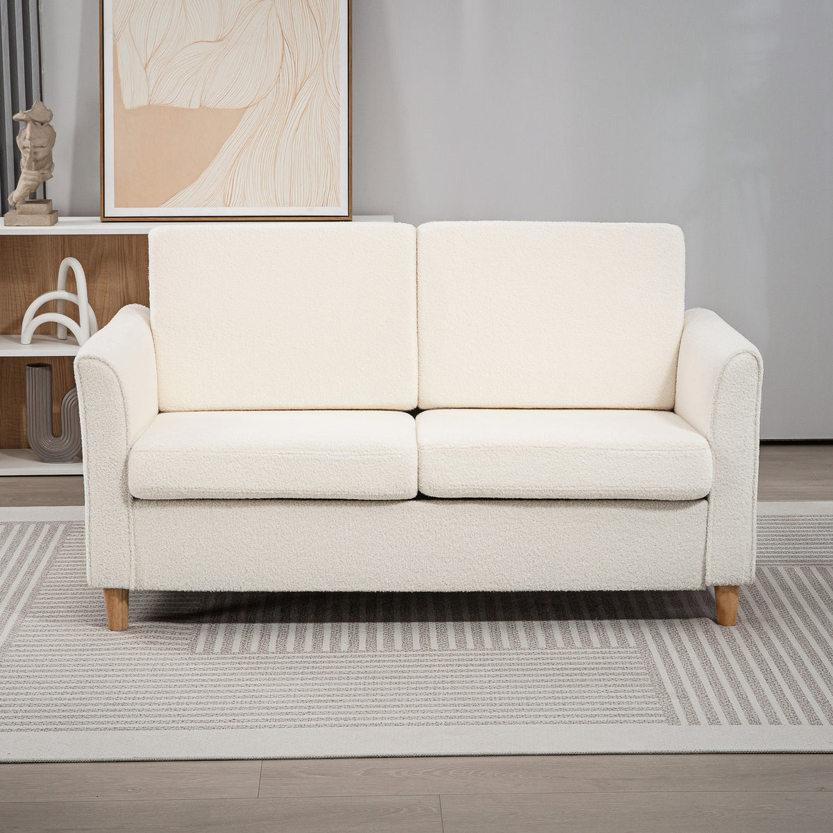 2-Seat Sofa Two-Seater Couch with Armrests and Wood Legs for Living Room, Bedroom, Dark Grey – view 13