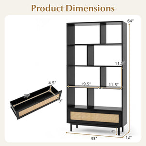 64 inch 6-Tier Tall Wooden Bookcase with 8 Open Cubes-Black view 5
