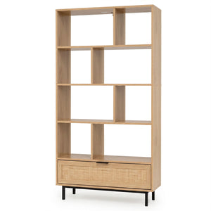 64 inch 6-Tier Tall Wooden Bookcase with 8 Open Cubes-Natural