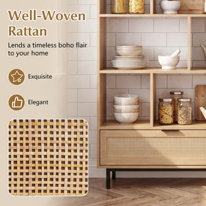 64 inch 6-Tier Tall Wooden Bookcase with 8 Open Cubes-Natural view 7