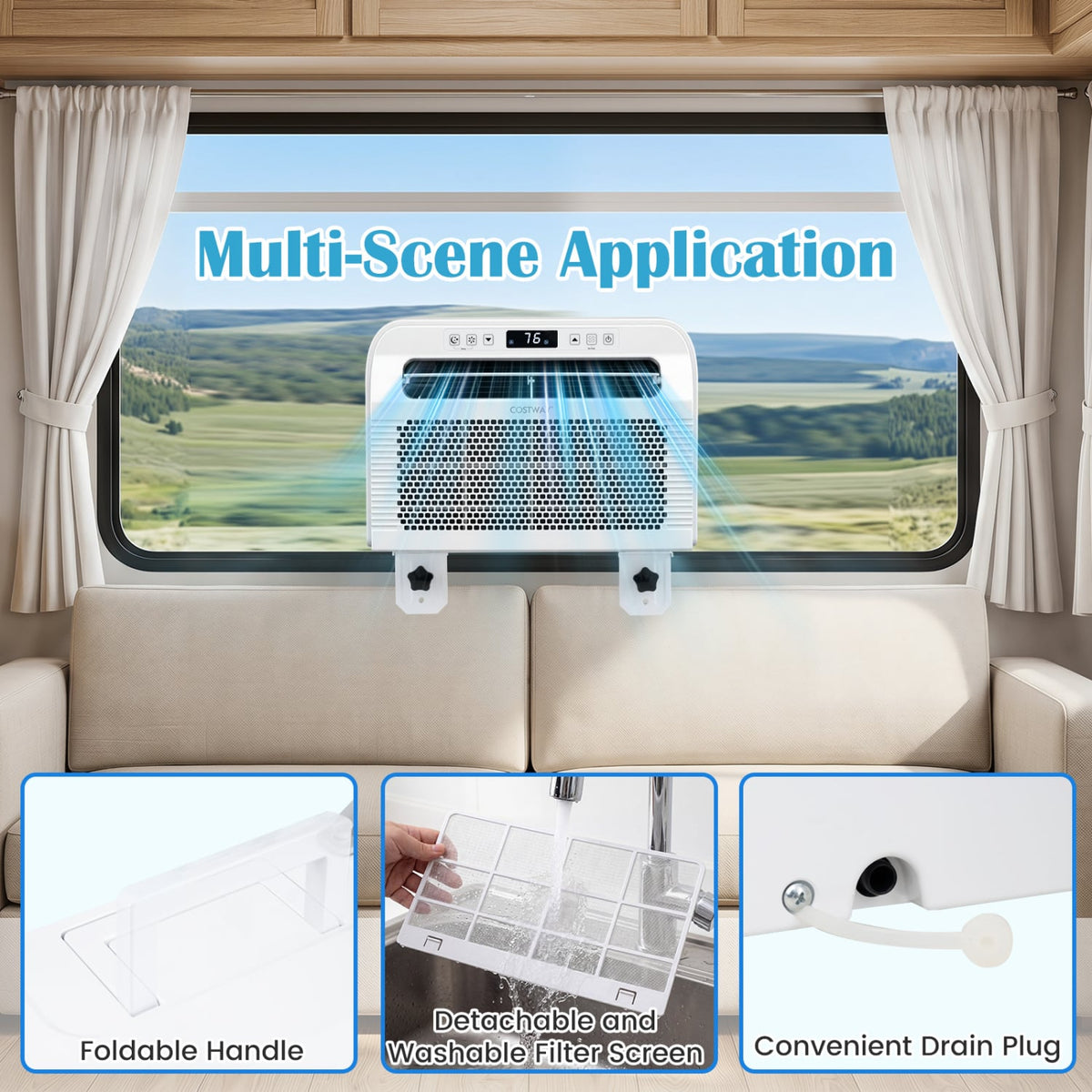6500 BTU Window AC Unit with WiFi APP Voice Control 24H Timer and Quiet Operation-White view 9