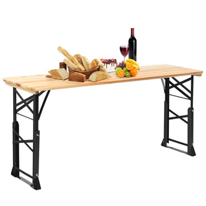 66.5 Inch Outdoor Wood Folding Picnic Table with Adjustable Heights view 4
