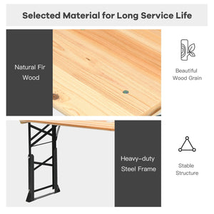 66.5 Inch Outdoor Wood Folding Picnic Table with Adjustable Heights view 9
