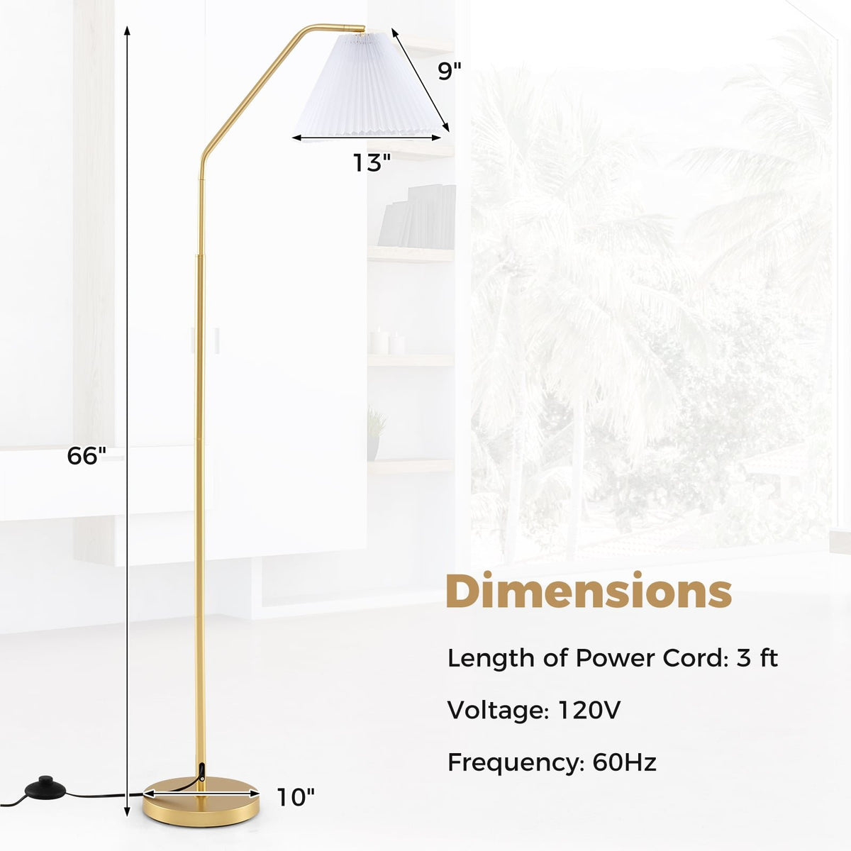 66 inches Arc Floor Lamp Modern Standing Lamp with Adjustable Lamp Head view 4