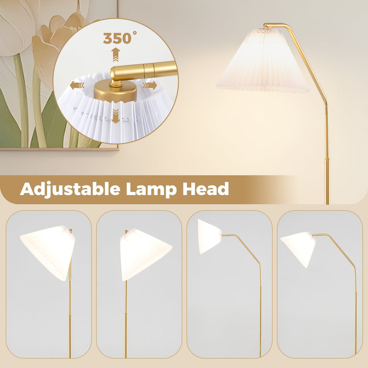 66 inches Arc Floor Lamp Modern Standing Lamp with Adjustable Lamp Head view 7
