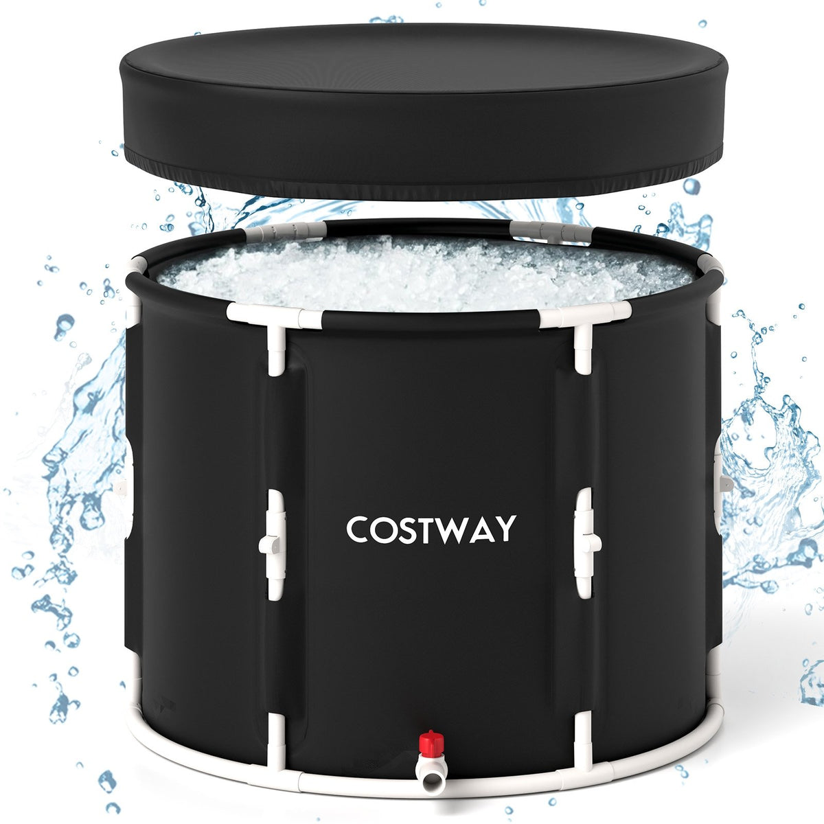66 Gal Foldable Ice Bath Tub with Lid for Adult