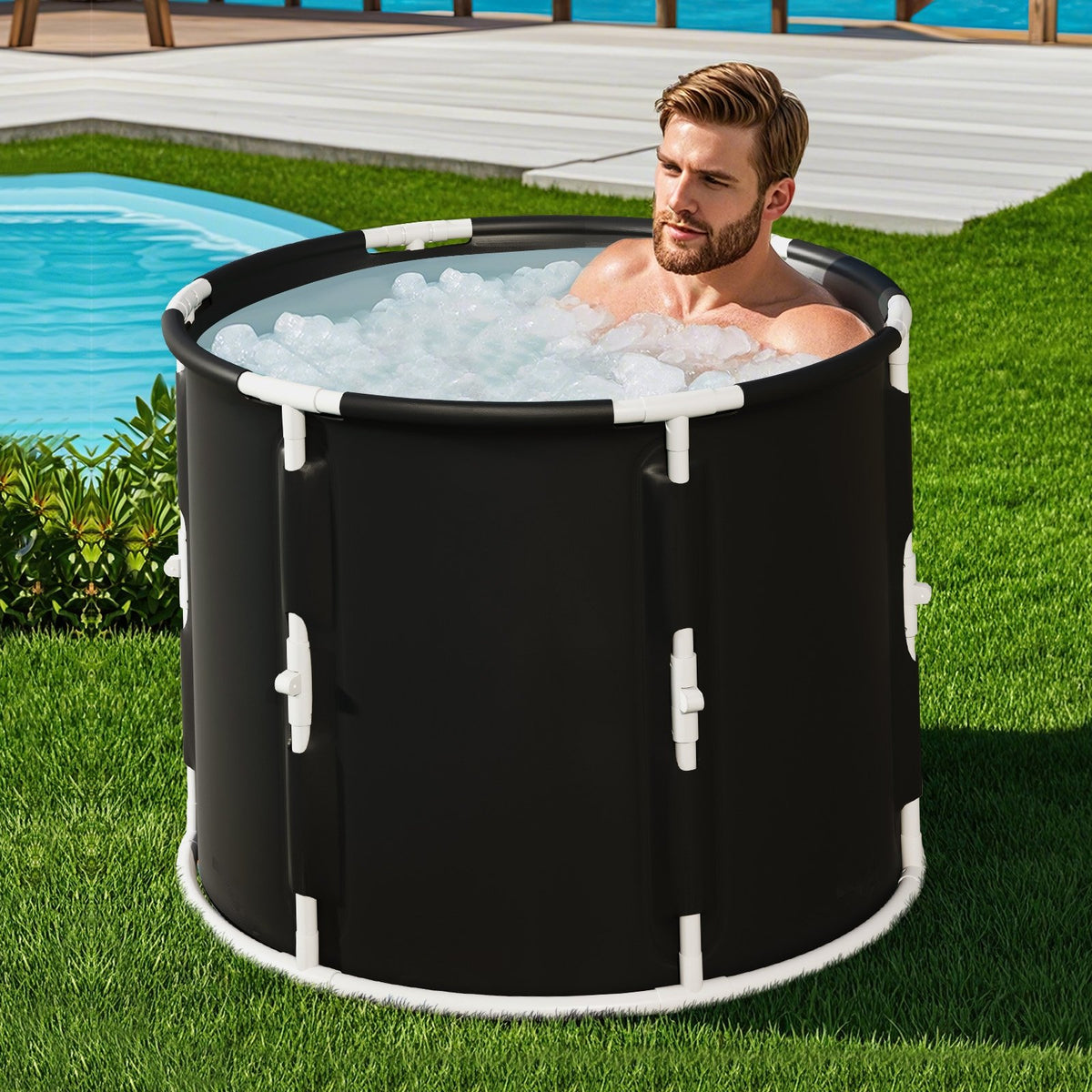 66 Gal Foldable Ice Bath Tub with Lid for Adult view 2