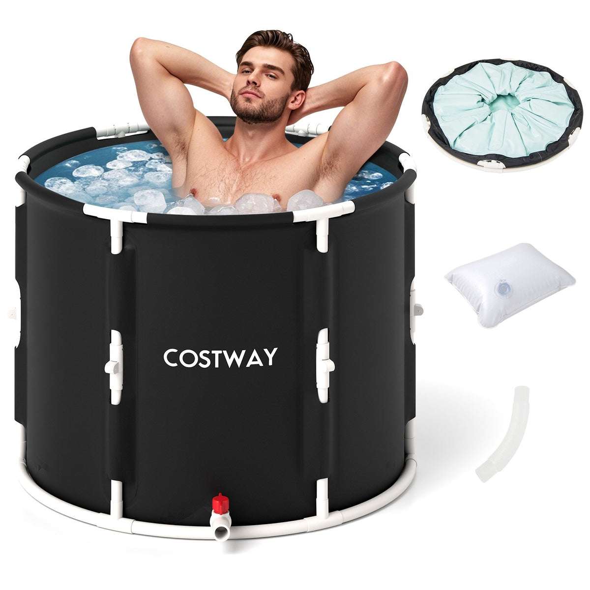 66 Gal Foldable Ice Bath Tub with Lid for Adult view 3