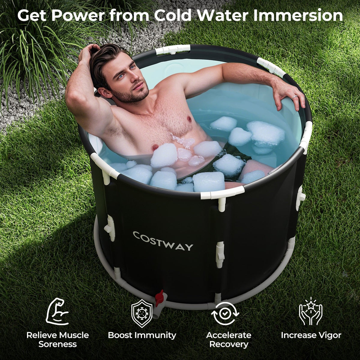 66 Gal Foldable Ice Bath Tub with Lid for Adult view 8