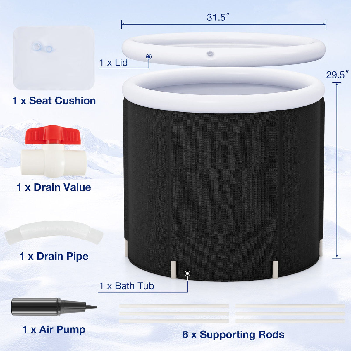 66 Gal Outdoor Ice Plunge Tub with Lid at Home view 4