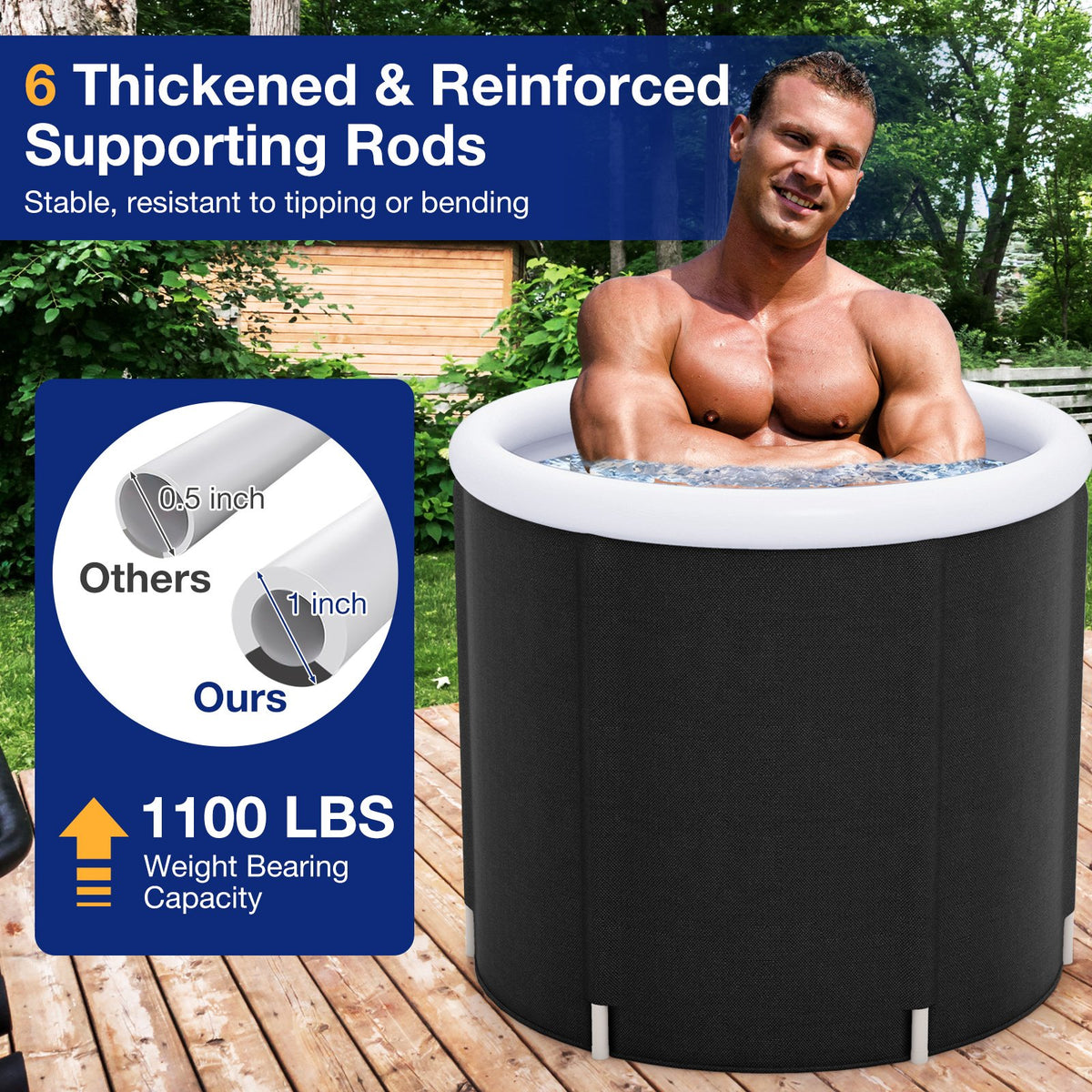 66 Gal Outdoor Ice Plunge Tub with Lid at Home view 7