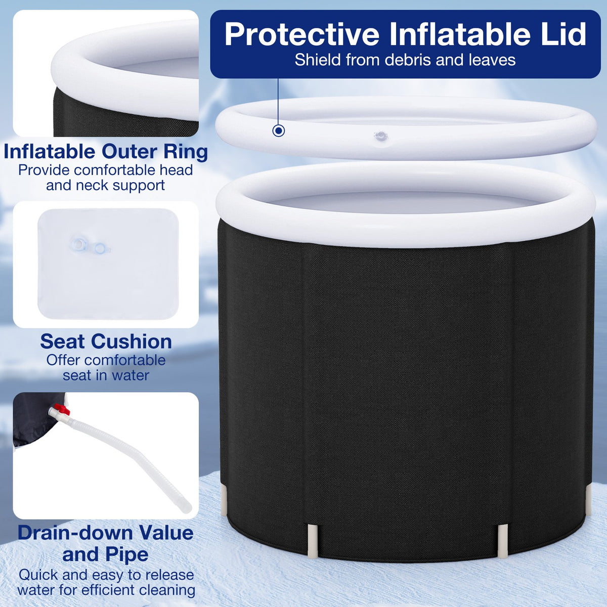 66 Gal Outdoor Ice Plunge Tub with Lid at Home view 9