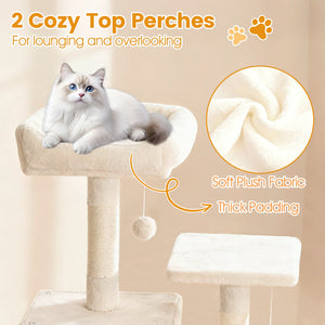 66 Inch Tall Cat Tree Multi-Level Cat Tower with 2 Condos Sisal Scratching Posts-Beige view 6