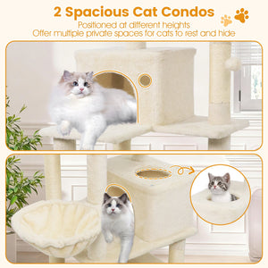 66 Inch Tall Cat Tree Multi-Level Cat Tower with 2 Condos Sisal Scratching Posts-Beige view 7