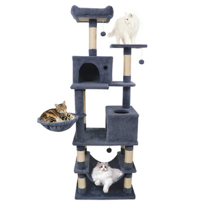 66 Inch Tall Cat Tree Multi-Level Cat Tower with 2 Condos Sisal Scratching Posts-Dark Gray view 4