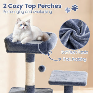 66 Inch Tall Cat Tree Multi-Level Cat Tower with 2 Condos Sisal Scratching Posts-Dark Gray view 6