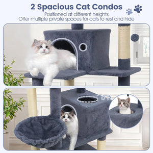 66 Inch Tall Cat Tree Multi-Level Cat Tower with 2 Condos Sisal Scratching Posts-Dark Gray view 7
