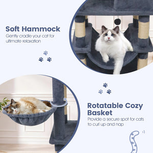 66 Inch Tall Cat Tree Multi-Level Cat Tower with 2 Condos Sisal Scratching Posts-Dark Gray view 8