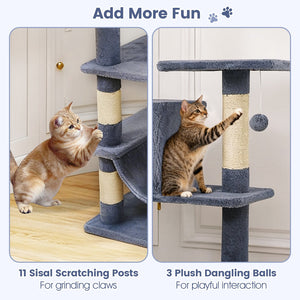 66 Inch Tall Cat Tree Multi-Level Cat Tower with 2 Condos Sisal Scratching Posts-Dark Gray view 9