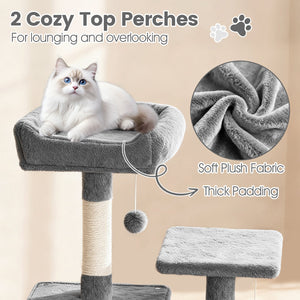 66 Inch Tall Cat Tree Multi-Level Cat Tower with 2 Condos Sisal Scratching Posts-Light Gray view 6