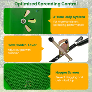 66 LBS Walk-Behind Broadcast Spreader with 13 Inch All-Terrain Tires-Green view 9