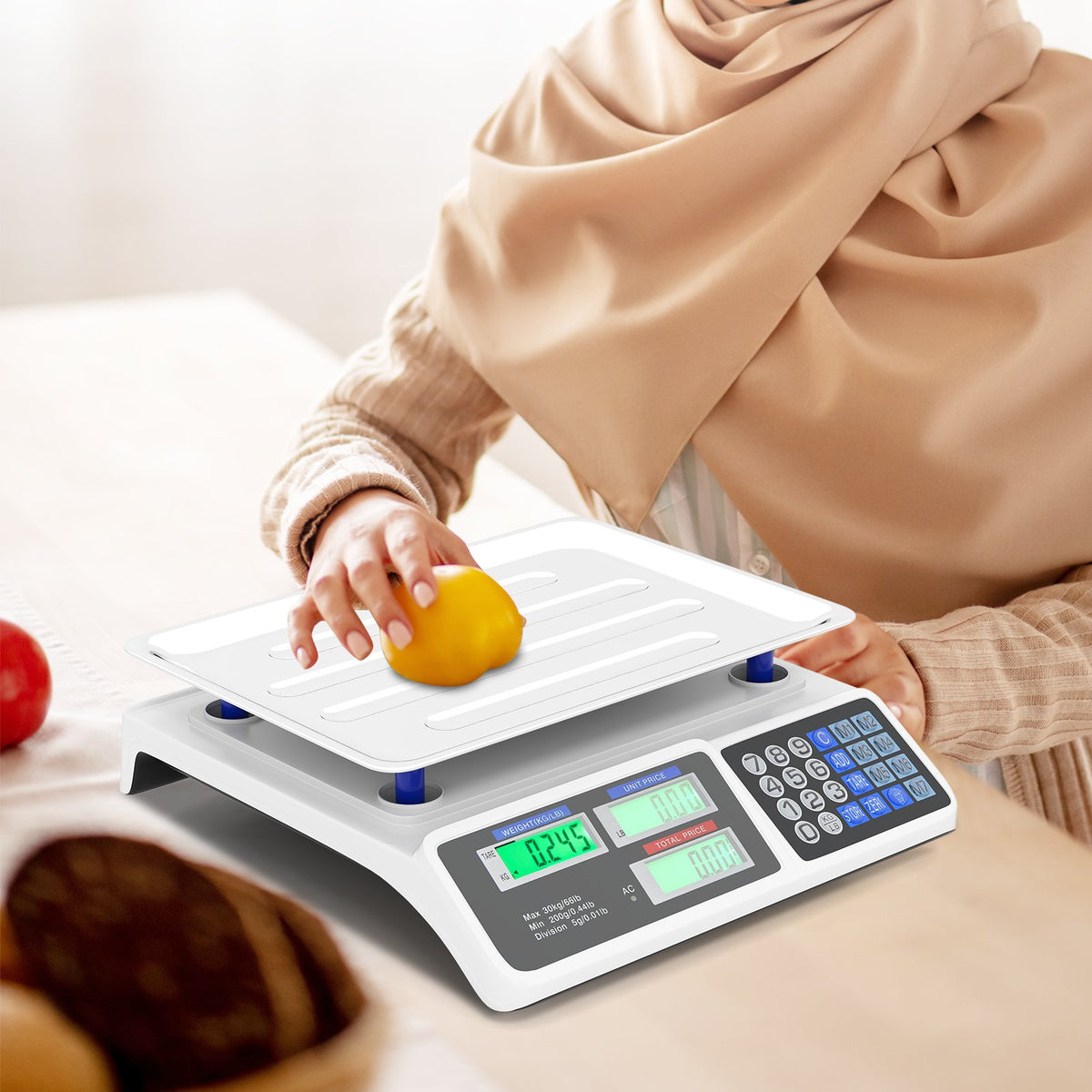 66lb Price Computing Scale Commercial Food Scale with Dual LCD Displays view 2