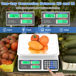 66lb Price Computing Scale Commercial Food Scale with Dual LCD Displays view 6